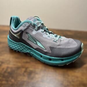 Altra Timp 4 Sneakers 8.5 Womens Trails Hiking Terrain Outdoor Comfort Gray Teal